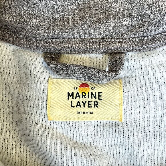 Marine Layer Salt and Pepper Clayton Textured Pullover Mens sz M Organic Cotton - Picture 3 of 11